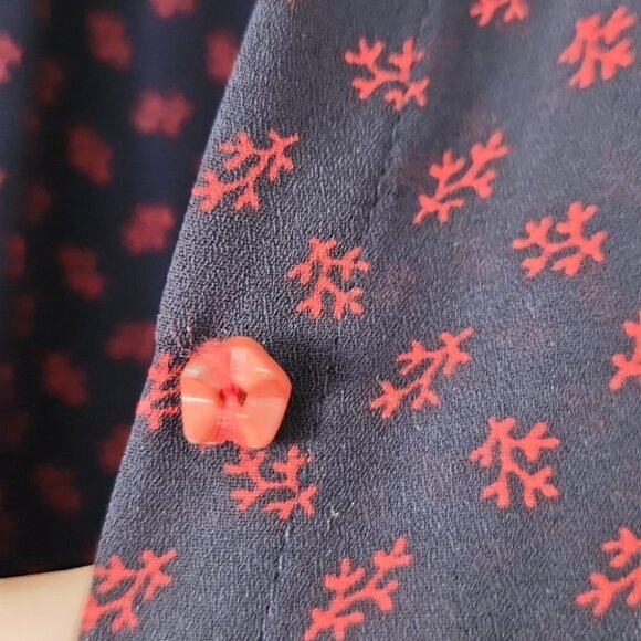 MAISON SCOTCH | Hawaiian jumpsuit hibiscus navy coral red sz 6 - Picture 7 of 11